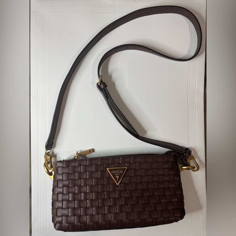 Guess Lisbet Mini Crossbody Zip Bag - Brown